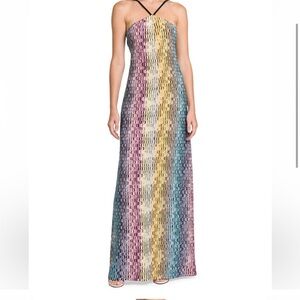 Missoni Cutout Wavy Jacquard Halter Maxi Dress